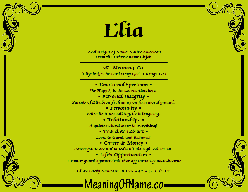 Elia - Meaning of Name
