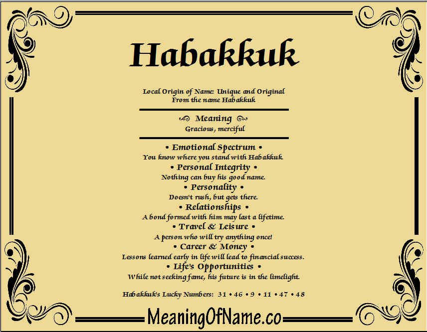 Meaning of Name Habakkuk