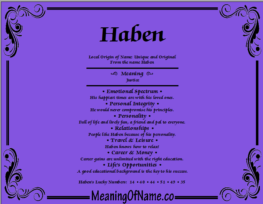 Meaning of Name Haben