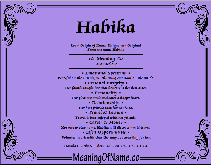 Meaning of Name Habika