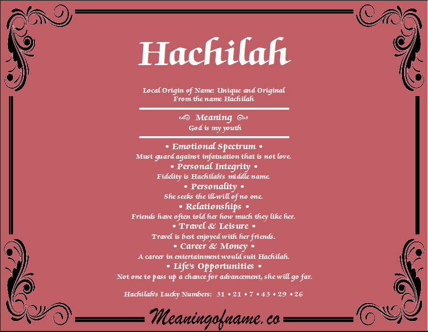 Meaning of Name Hachilah