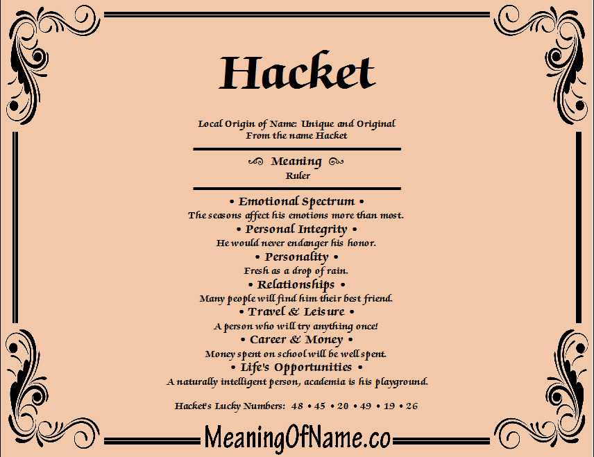 Meaning of Name Hacket