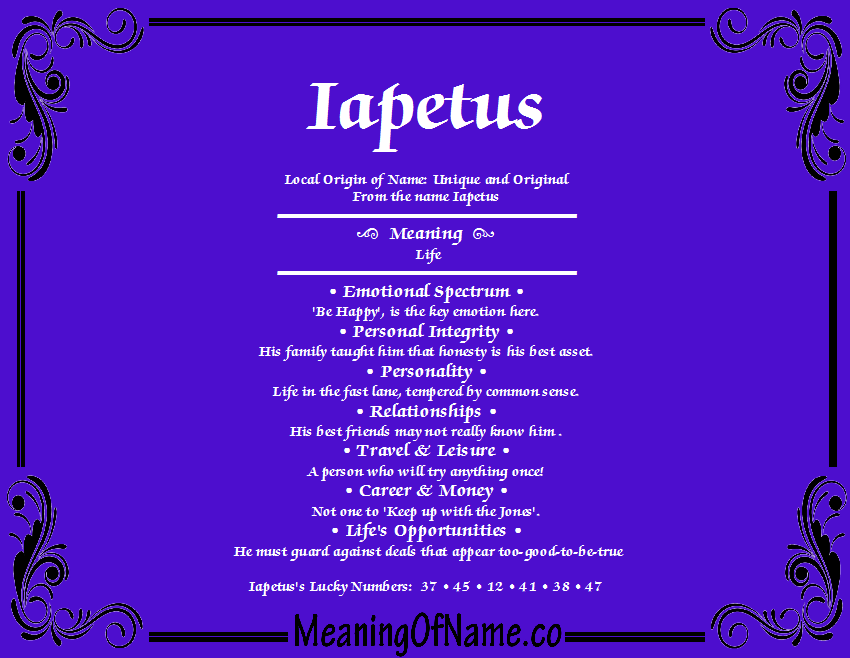 Meaning of Name Iapetus