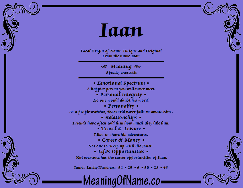 Meaning of Name Iaan