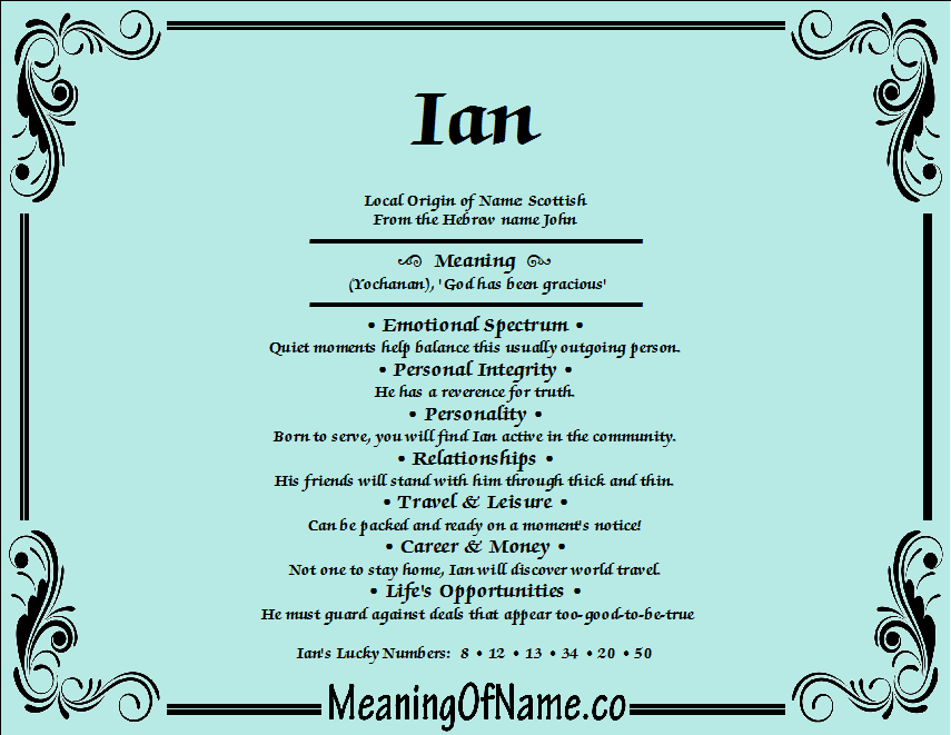 Meaning of Name Ian