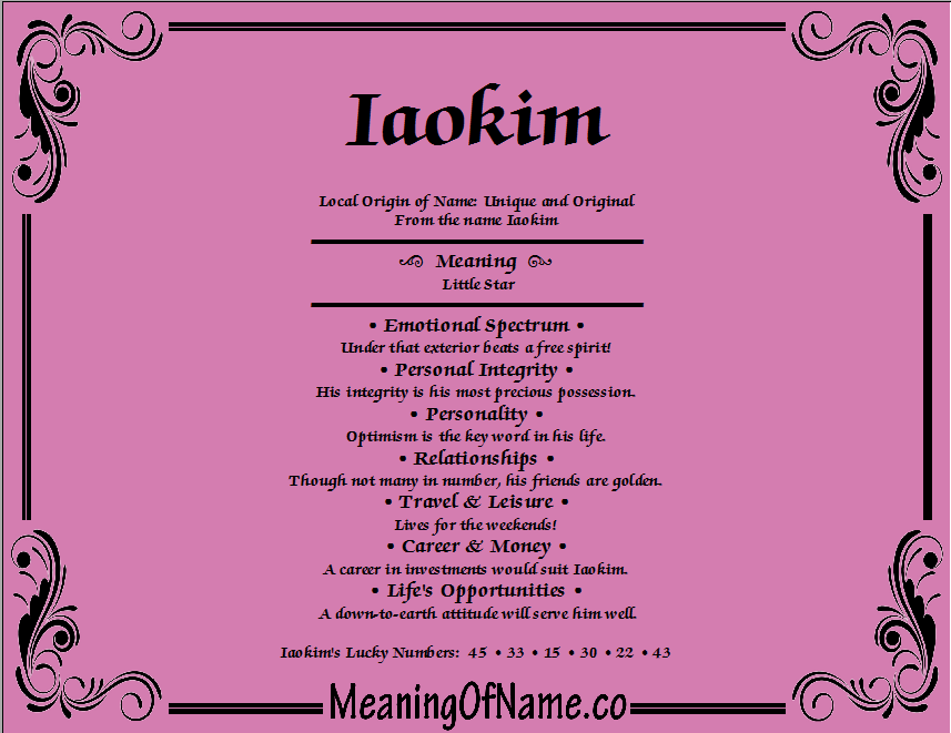 Meaning of Name Iaokim