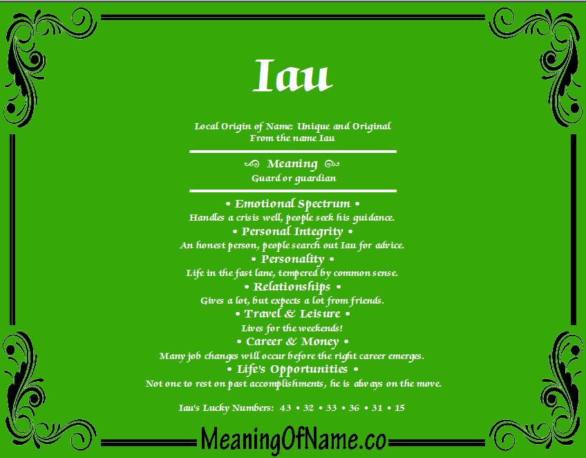 Meaning of Name Iau