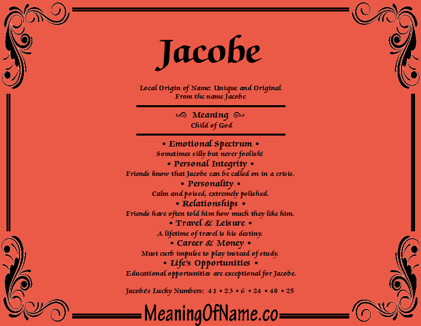 Jacobe Meaning of Name