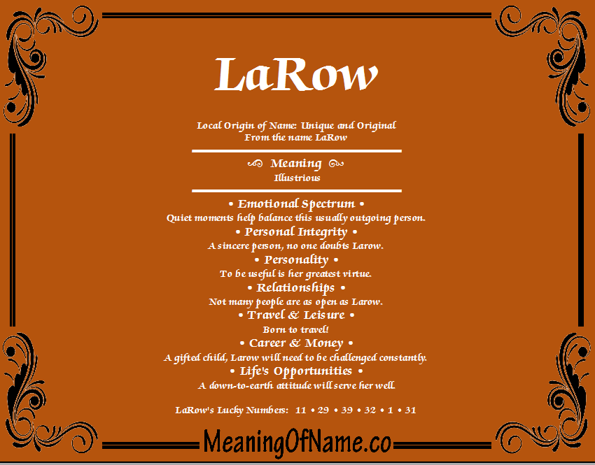 Meaning of Name La-Row
