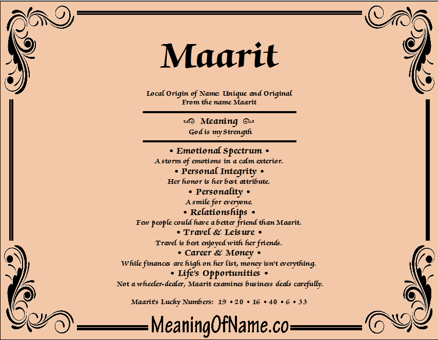 Meaning of Name Maarit