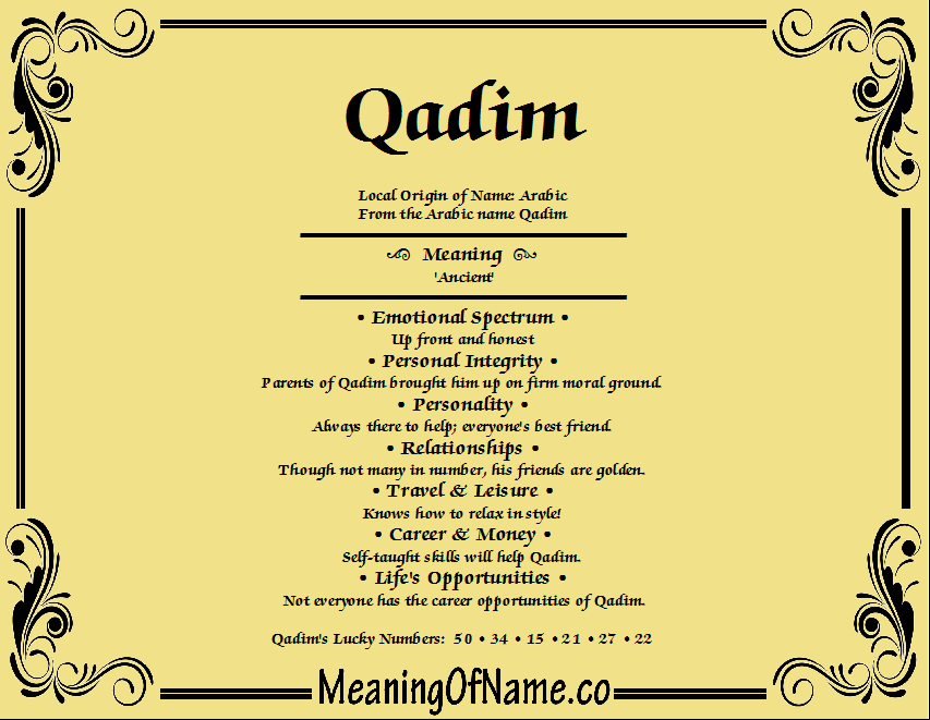 Meaning of Name Qadim