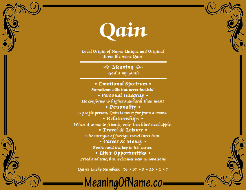 Meaning of Name Qain