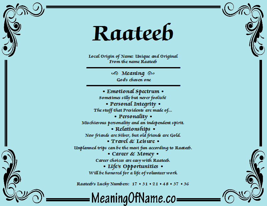 Meaning of Name Raateeb