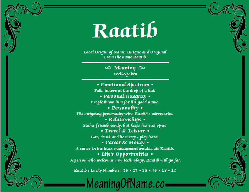 Meaning of Name Raatib