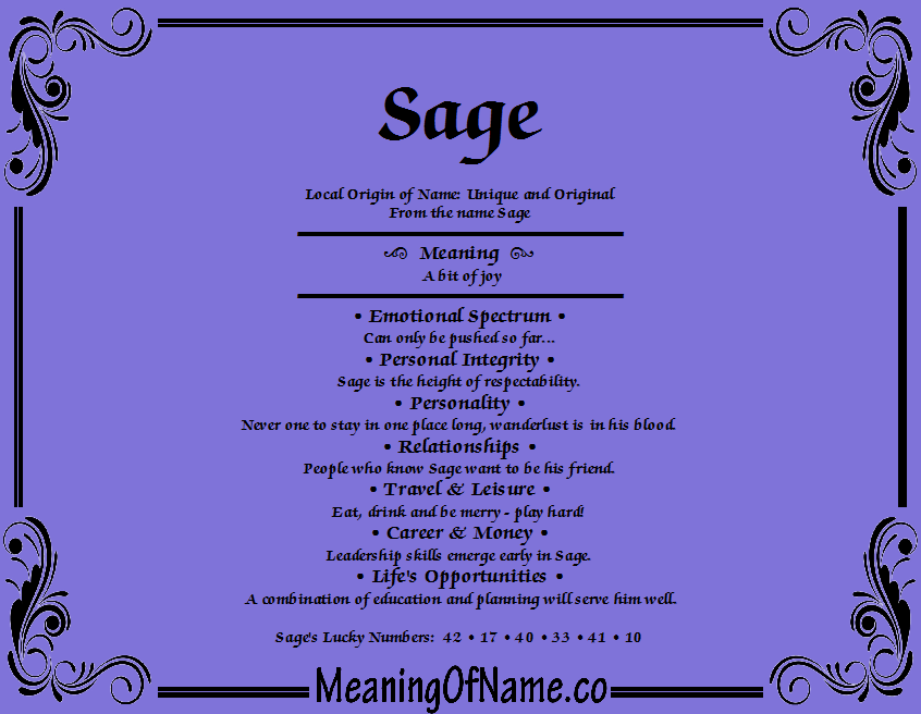 Sage - Meaning of Name