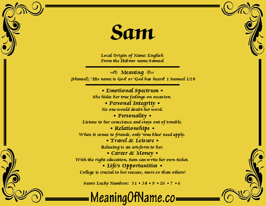 Sam - Meaning of Name