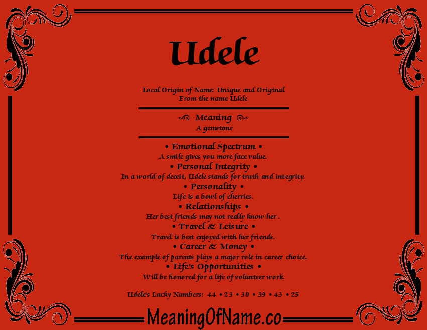 Meaning of Name Udele
