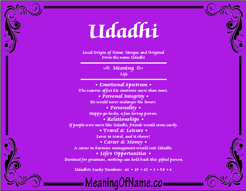 Meaning of Name Udadhi