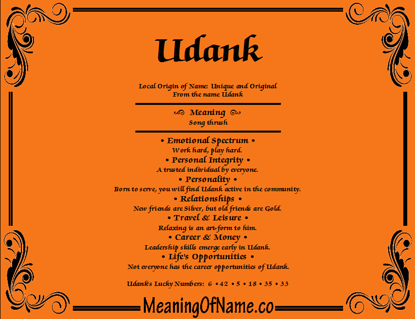 Meaning of Name Udank