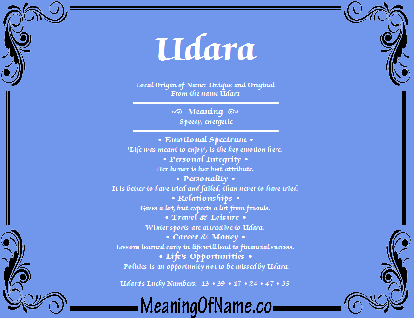 Meaning of Name Udara
