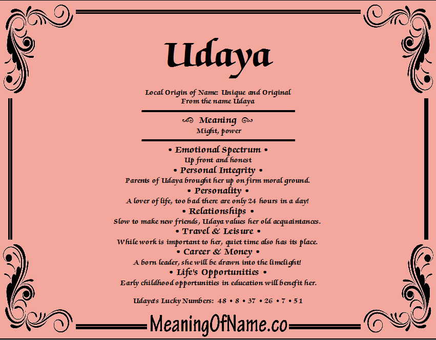 Meaning of Name Udaya