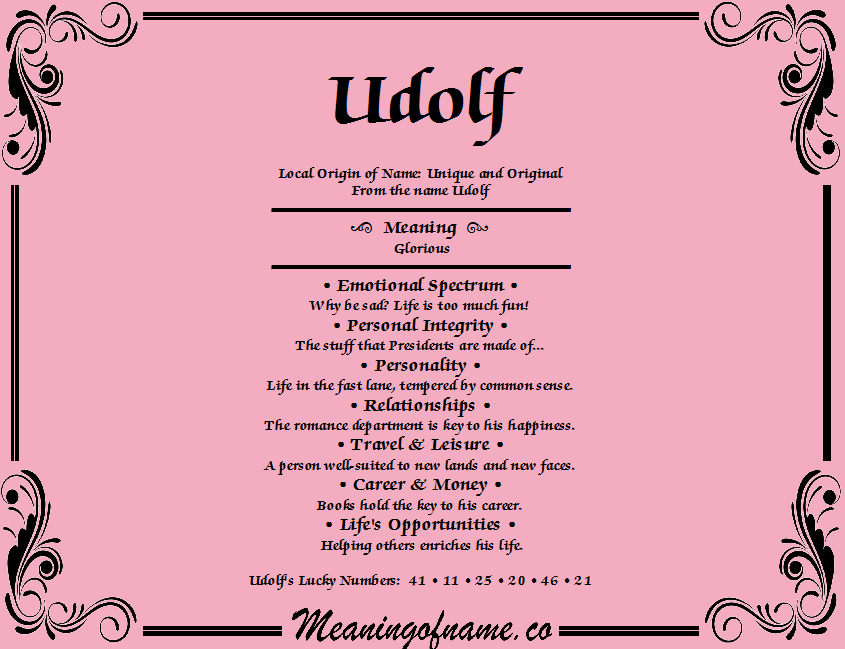 Meaning of Name Udolf