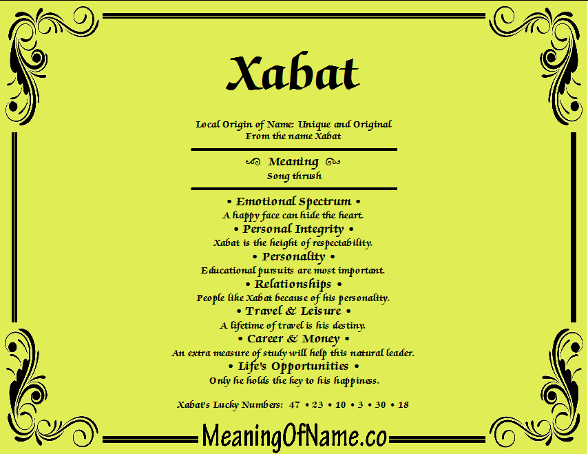 Meaning of Name Xabat