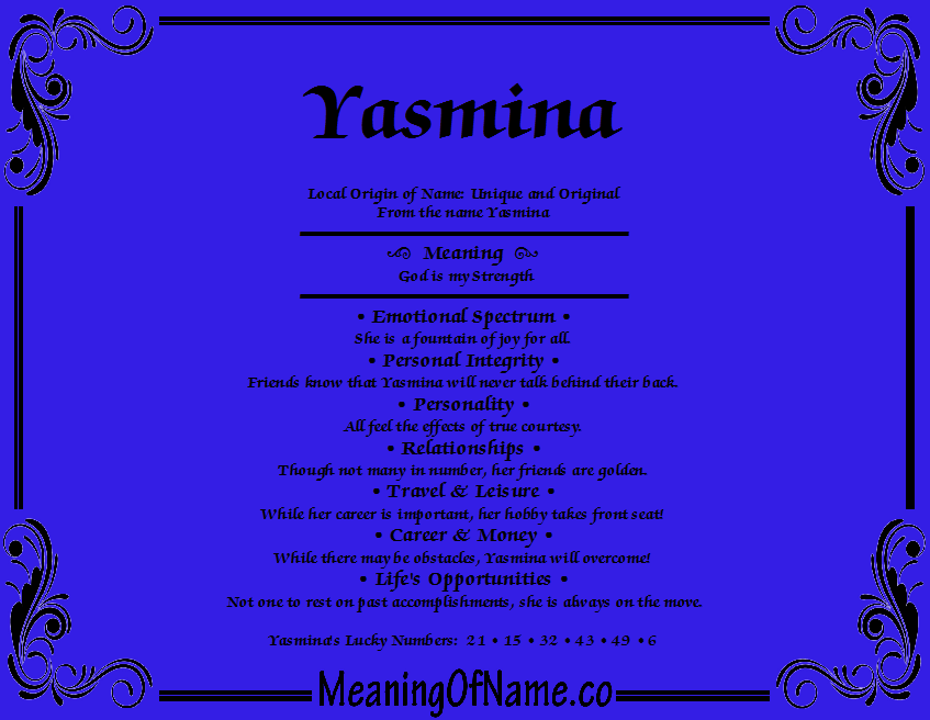 Yasmina - Meaning of Name