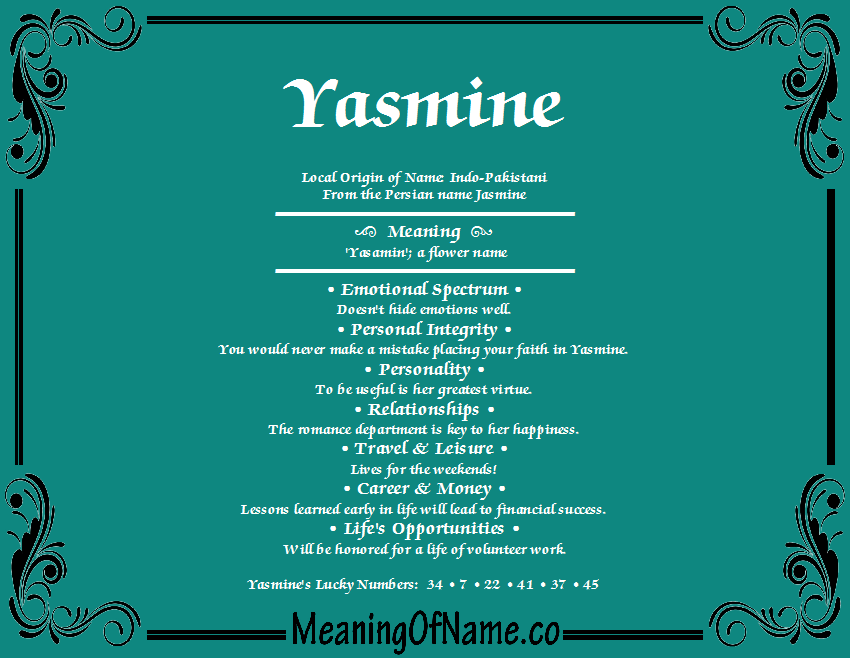 Yasmine - Meaning of Name