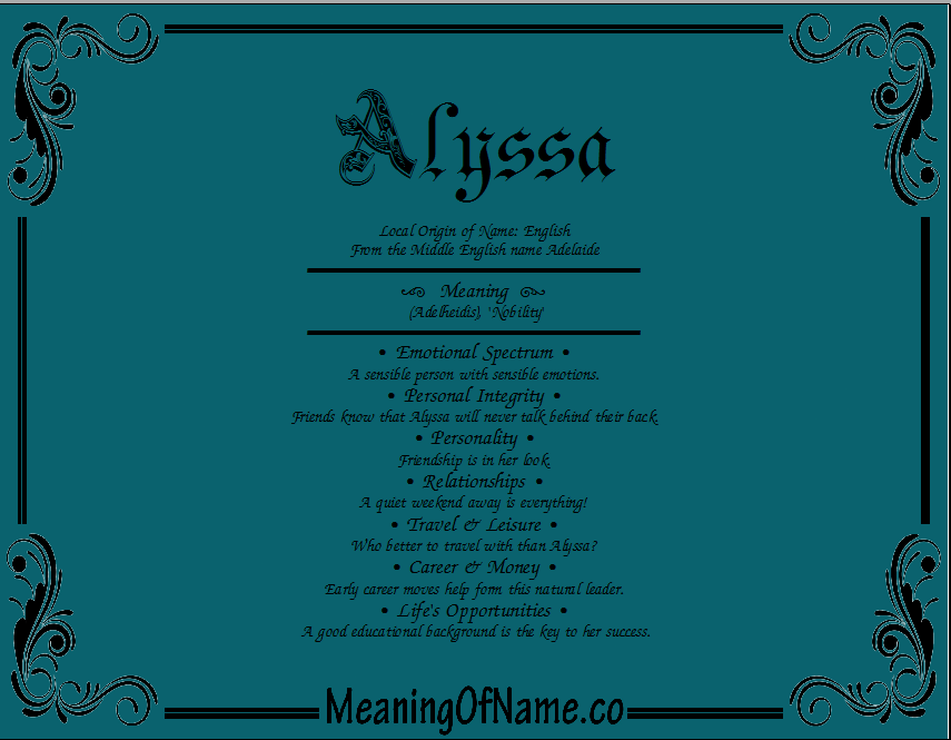 Meaning of Name Alyssa