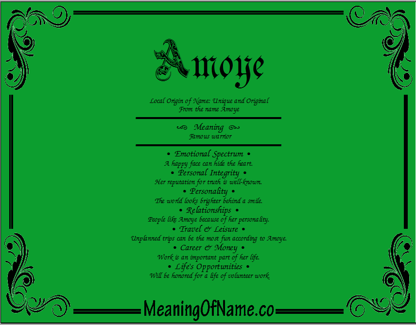 Meaning of Name Amoye