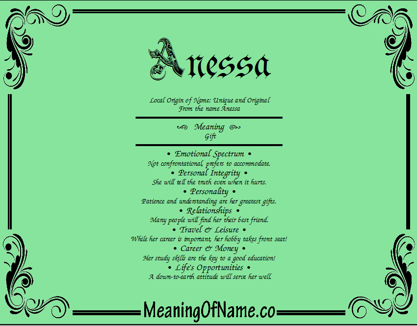 Meaning of Name Anessa