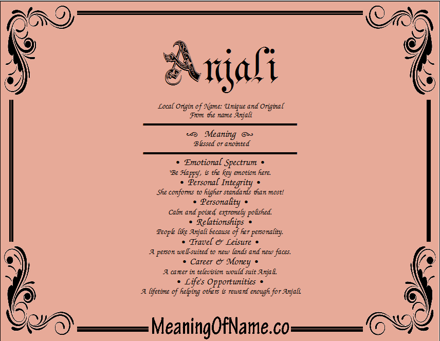 Meaning of Name Anjali