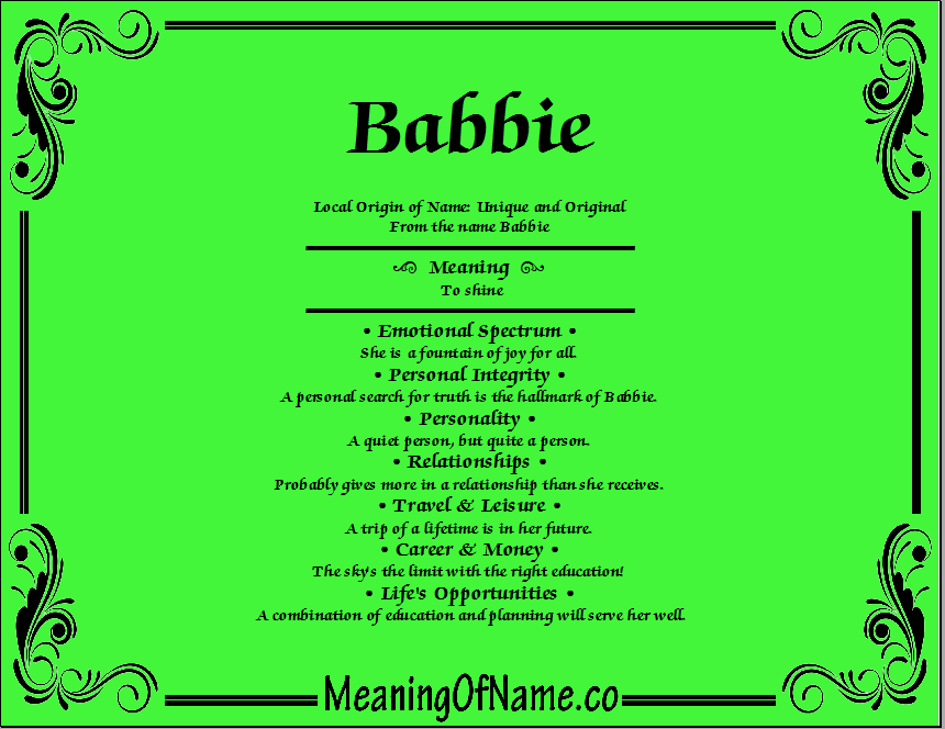 Meaning of Name Babbie