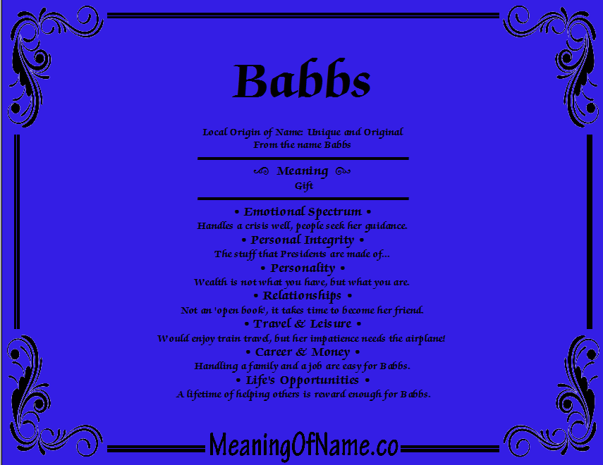 Meaning of Name Babbs