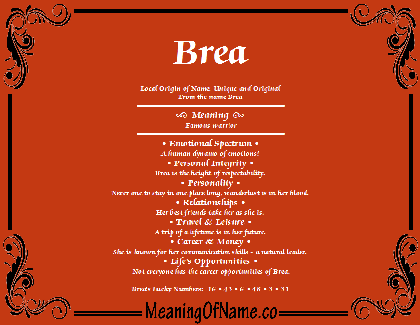Brea - Meaning of Name