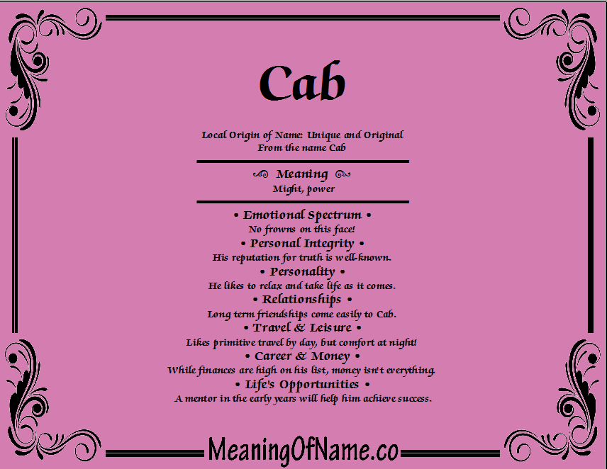 Meaning of Name Cab