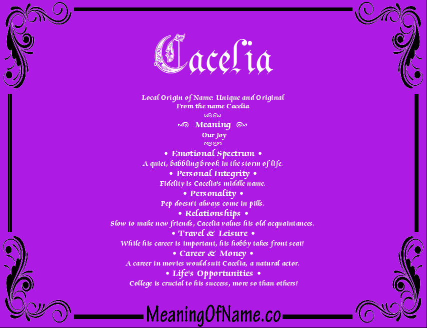 Meaning of Name Cacelia