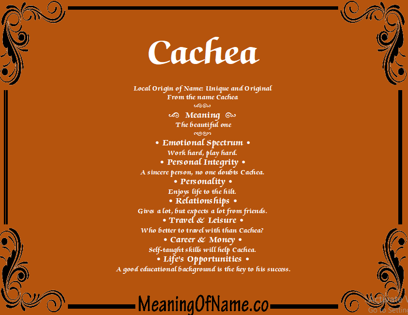 Meaning of Name Cachea
