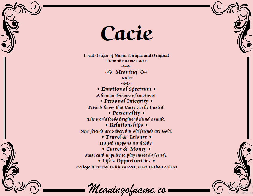 Meaning of Name Cacie