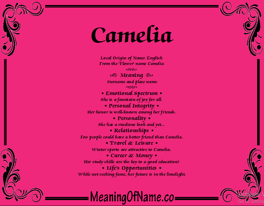 Camelia - Meaning of Name