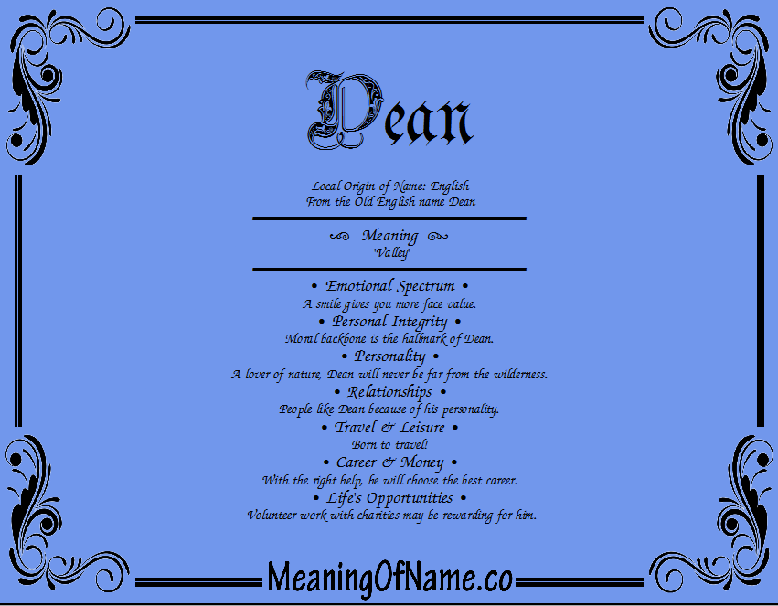 Meaning of Name Dean