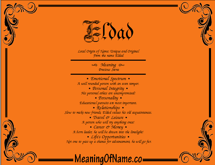 Eldad Meaning of Name