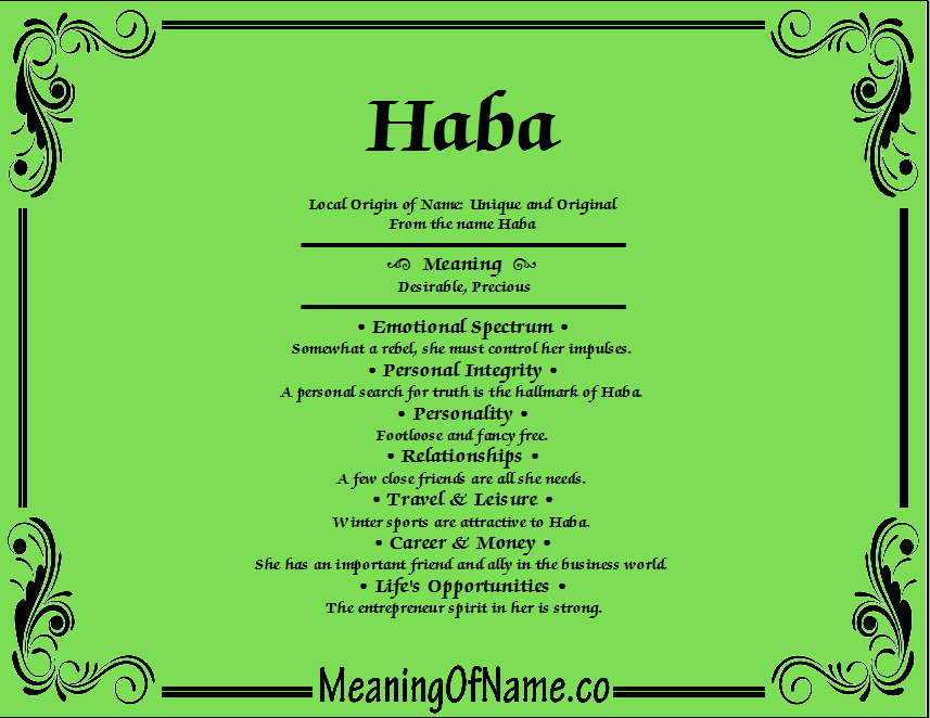 Meaning of Name Haba