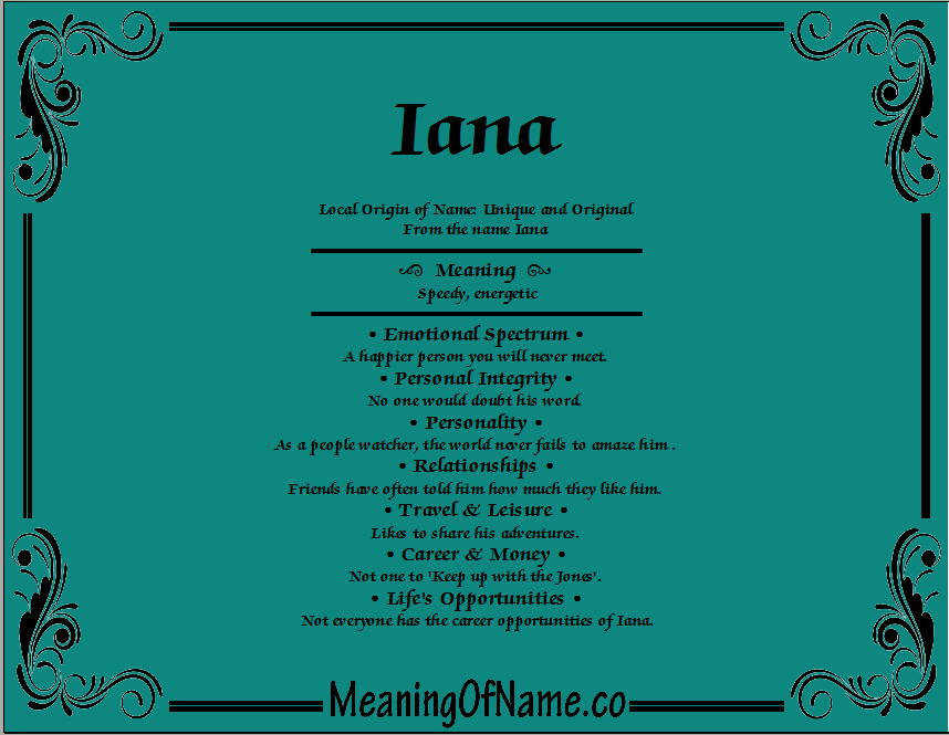 Meaning of Name Iana