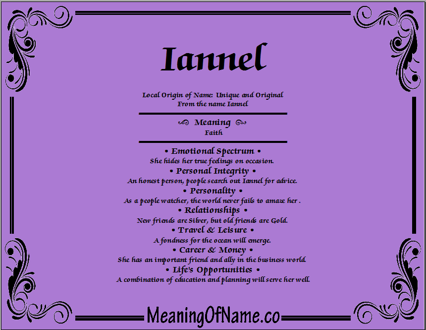 Meaning of Name Iannel