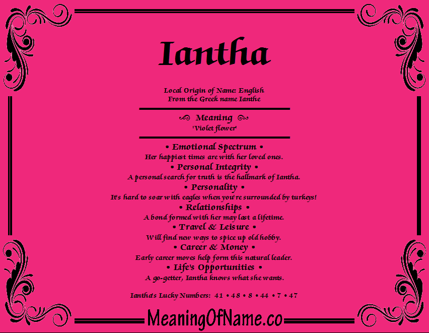 Meaning of Name Iantha