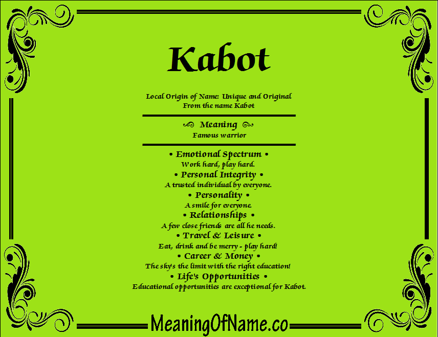 Meaning of Name Kabot