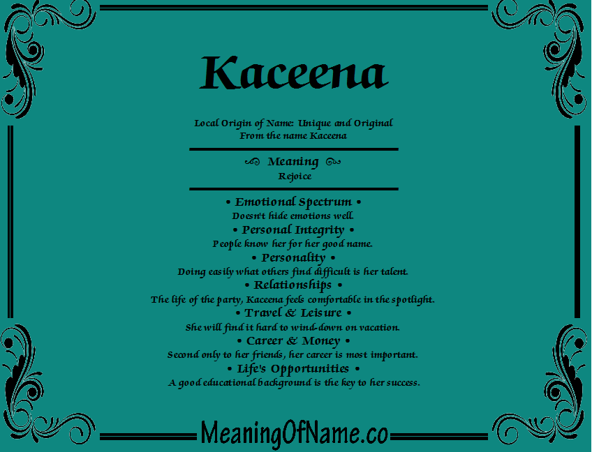 Meaning of Name Kaceena