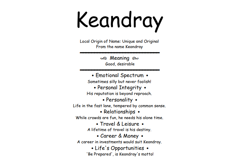 Meaning of Name Keandray